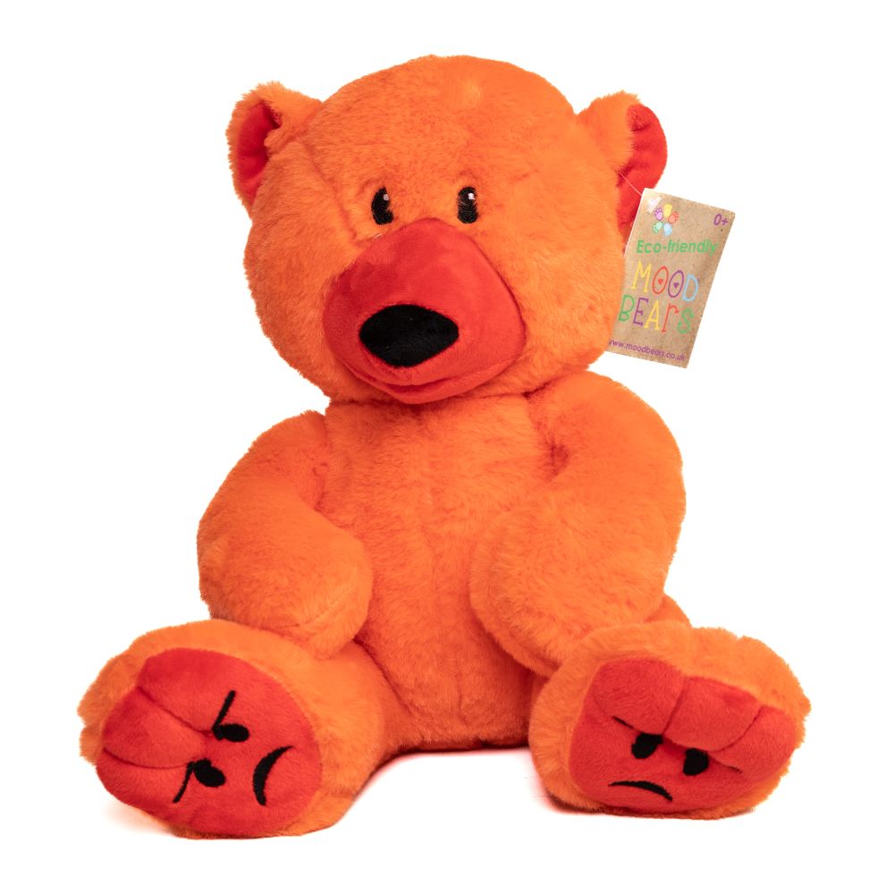 Angry bear is orange, Just like a fiery temper.  But on the inside he’s full of love, And wants to be your helper.  When you’re feeling angry, And all out of control.  Just give this bear a great big squeeze, He will help calm down your soul.  He’ll take all of your anger, But he won’t let it show.  Apart from on his feet of course, The rest is all let go. ORANGE teddy bear, feeling angry, emotion, mental health awareness, plush, toy